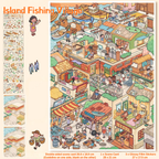 Island Fishing Village 3D Sticker Scene - Medium