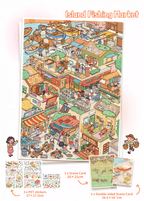 Island Fishing Village 3D Sticker Scene - Medium